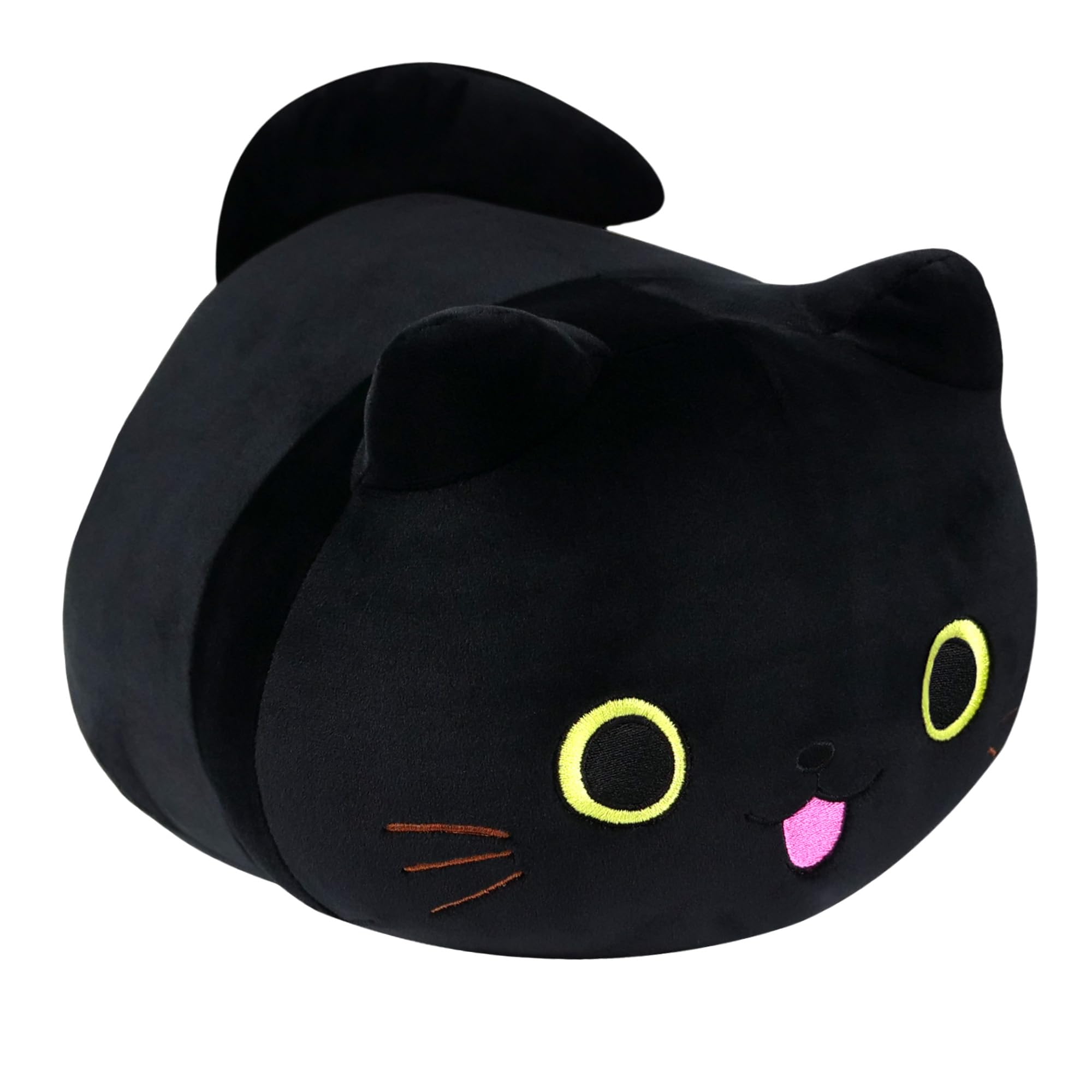 Pineapple Black Cat Plush Toy, Soft Cat Pillow Squishy Plushies, Cute Black Cat Stuffed Animals, Stuffed Cat Plushie, Black Cat